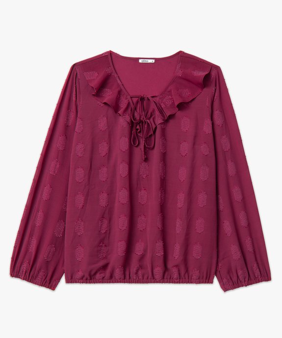 Blouse à manches longues avec col à volant femme grande taille vue4 - GEMO (G TAILLE) - GEMO