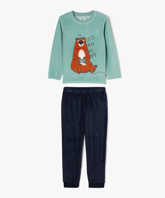 Pyjama en velours avec motif ours garçon vue1 - GEMO (ENFANT) - GEMO