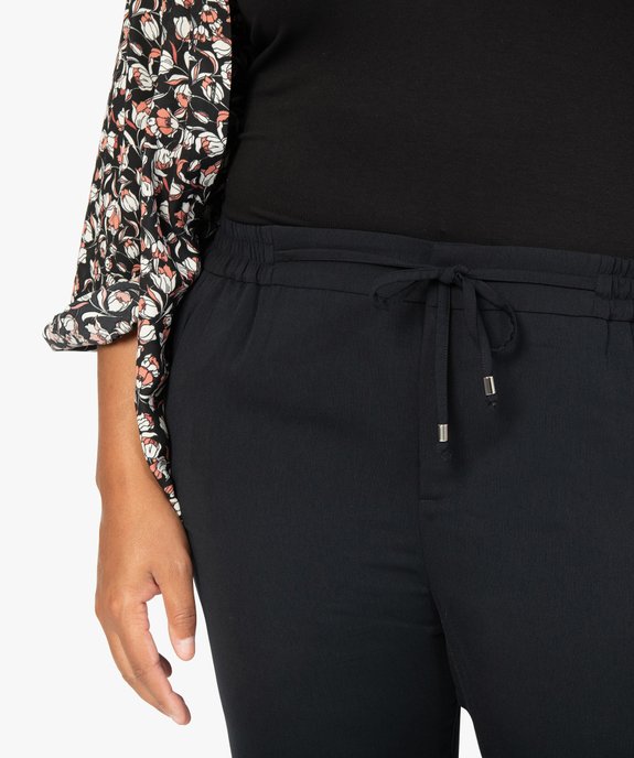 Pantalon femme en toile avec ceinture élastiquée vue2 - GEMO (G TAILLE) - GEMO