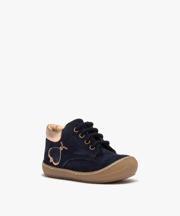 Chaussures premiers pas bébé fille en cuir uni suédé avec coccinelle - NA! vue2 - NA! - GEMO