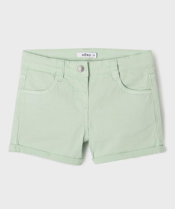 Short en coton stretch avec revers fille vue1 - GEMO (JUNIOR) - GEMO