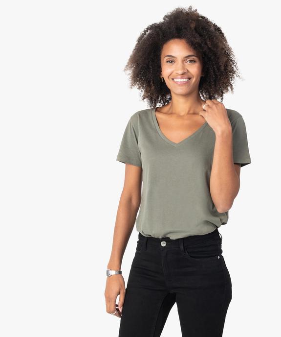 Tee-shirt femme avec large col V vue1 - GEMO(FEMME PAP) - GEMO