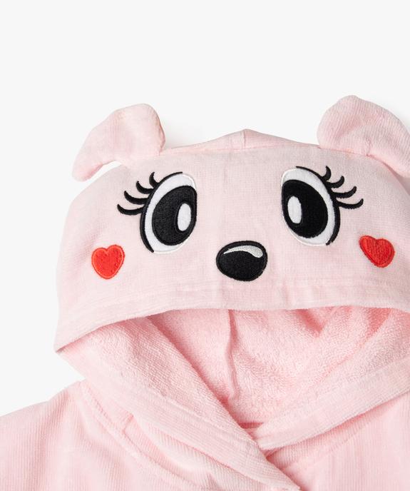 Peignoir en velours avec capuche brodée fille vue2 - GEMO 4G FILLE - GEMO