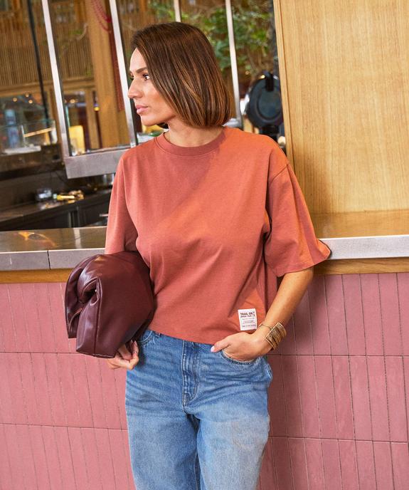 Tee-shirt manches courtes en jersey de coton coupe boxy loose femme vue1 - GEMO(FEMME PAP) - GEMO