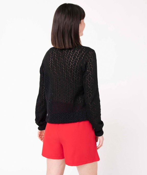 Gilet femme en maille ajourée incrustée de fil pailleté vue3 - GEMO(FEMME PAP) - GEMO