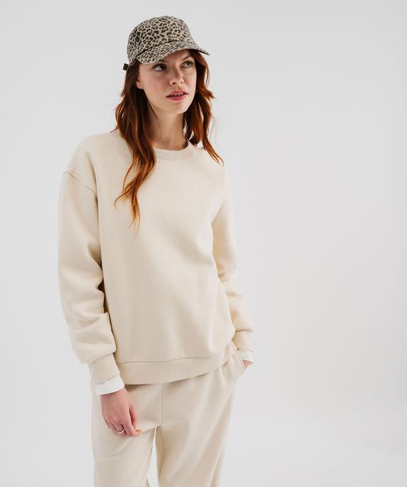 Sweat à col rond en molleton uni femme vue1 - GEMO 4G FEMME - GEMO