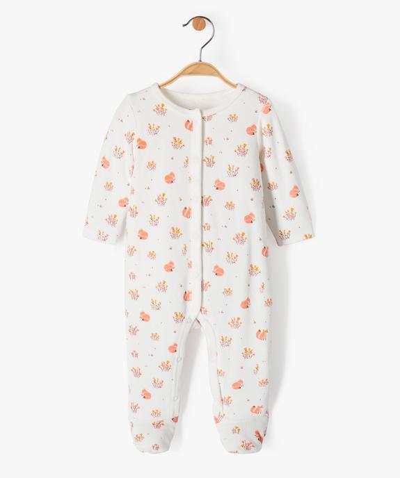 Pyjama bébé fille velours à motifs renards et petites fleurs vue2 - GEMO(BB COUCHE) - GEMO