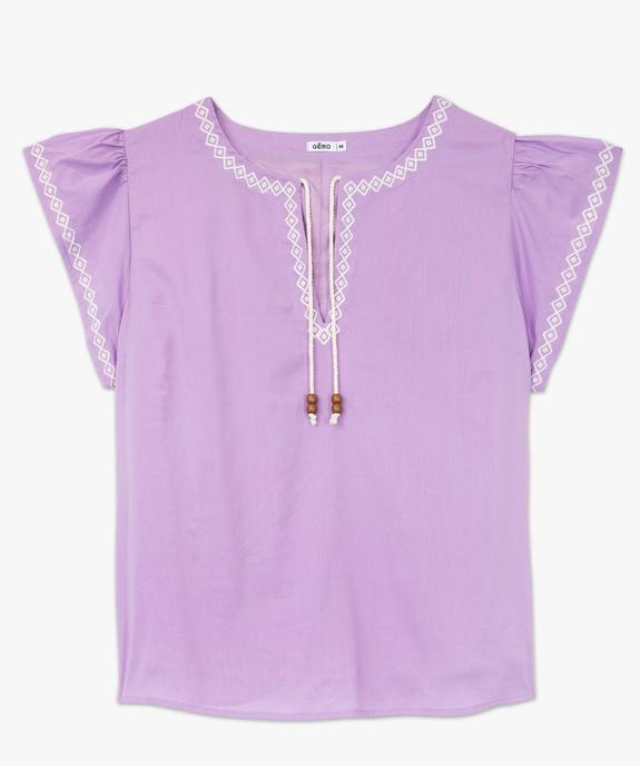 Blouse grande taille à manches courtes et broderies ethniques femme vue4 - GEMO (G TAILLE) - GEMO