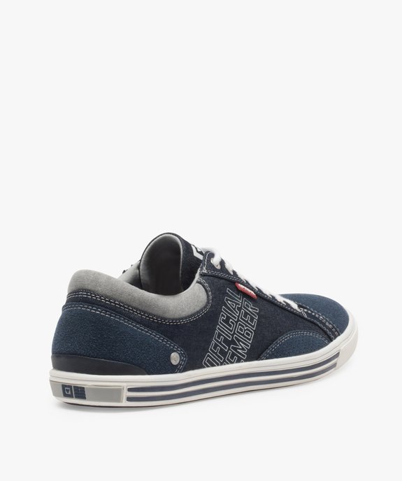 Baskets homme en toile avec surpiqûres contrastantes vue4 - GEMO (CASUAL) - GEMO