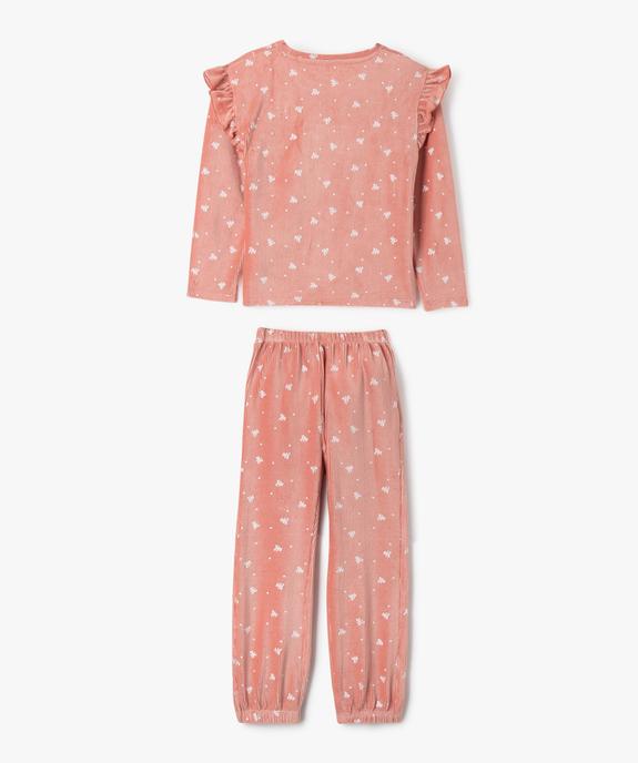 Pyjama en velours avec volants sur les épaules fille - LuluCastagnette vue3 - LULUCASTAGNETTE - GEMO