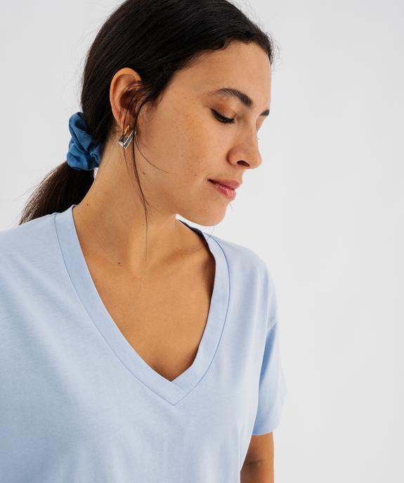 Tee-shirt manches courtes à col V en jersey de coton femme vue2 - GEMO 4G FEMME - GEMO