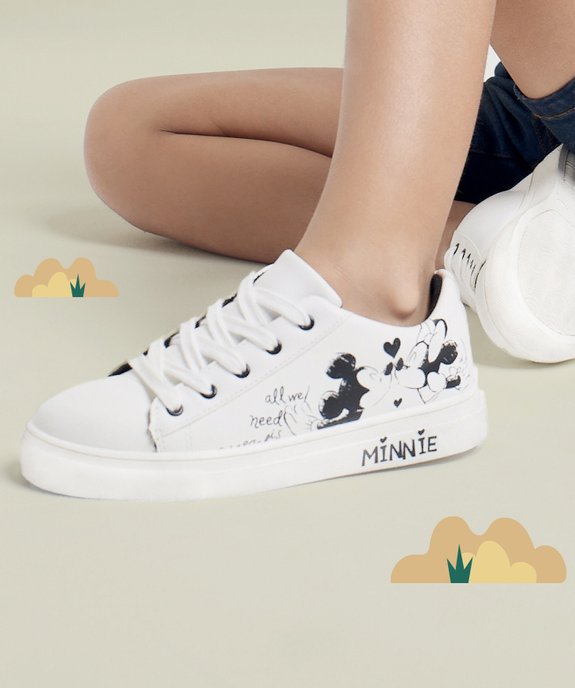 Baskets fille à lacets avec dessin Mickey et Minnie vue1 - MINNIE - GEMO