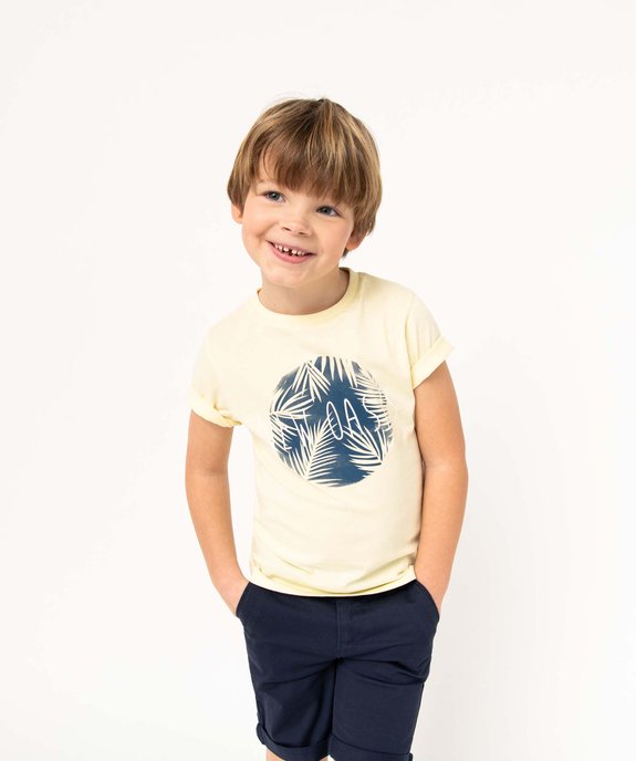 Tee-shirt garçon avec motif feuillage sur la poitrine vue5 - GEMO (ENFANT) - GEMO