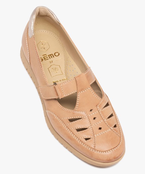 Mocassins femme confort dessus cuir uni ajouré vue5 - GEMO (CONFORT) - GEMO