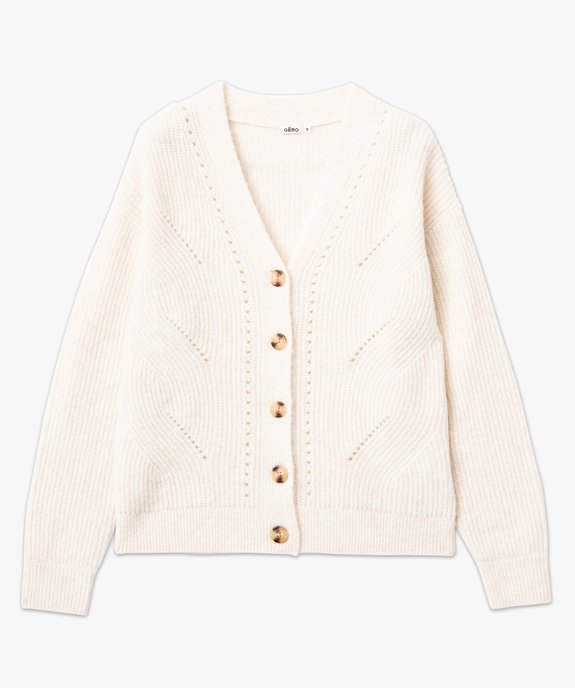 Gilet col V en maille ajourée femme vue5 - GEMO(FEMME PAP) - GEMO