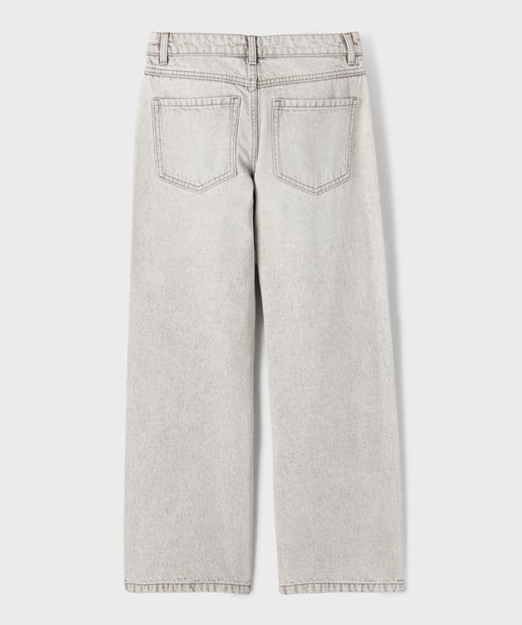 Jean baggy en denim de coton délavé fille vue3 - GEMO 4G FILLE - GEMO