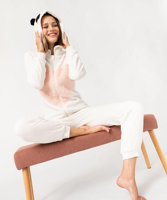 Combinaison pyjama en maille peluche imprimée panda femme vue6 - GEMO(HOMWR FEM) - GEMO