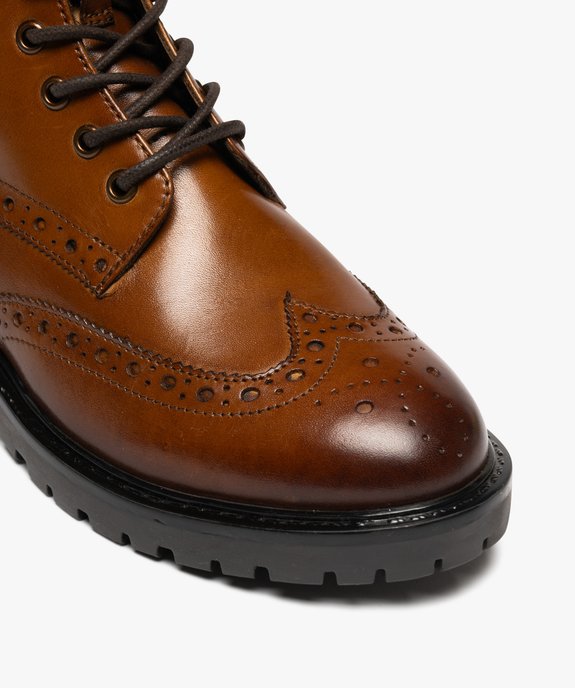 Boots femme mid-cut à bout golf fleuri dessus en cuir vue7 - GEMO (CASUAL) - GEMO
