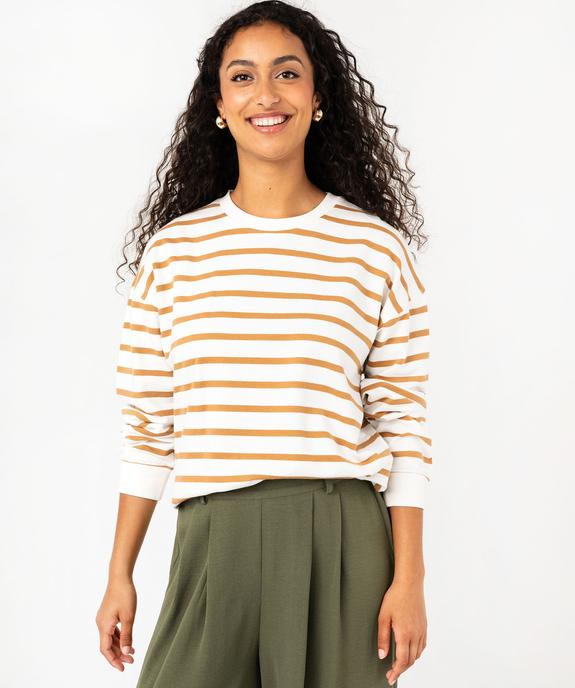 Sweat à rayures coupe large femme vue1 - GEMO(FEMME PAP) - GEMO