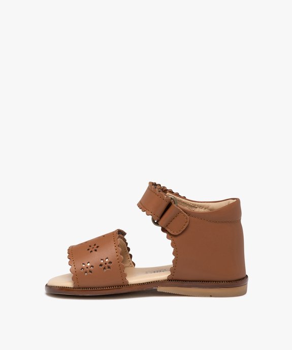 Sandales bébé fille en cuir à brides scratch ajourées – NA! vue3 - NA! - GEMO