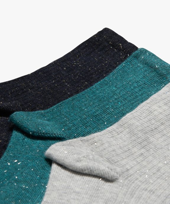 Chaussettes tige haute en maille côtelée et pailletée femme (lot de 3 paires) vue2 - GEMO(HOMWR FEM) - GEMO