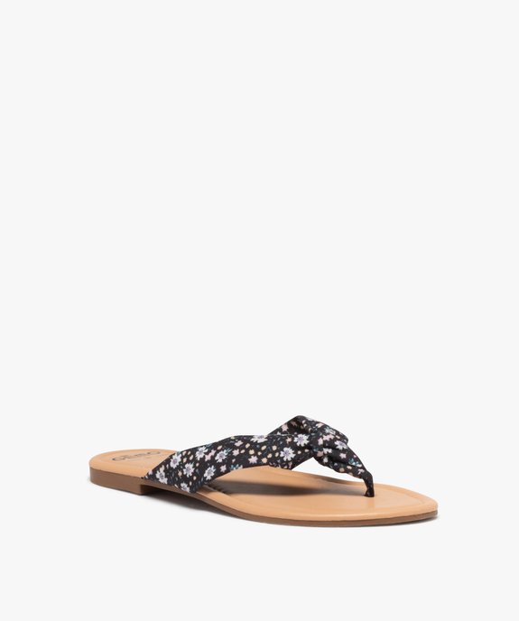Tongs femme à brides en tissu drapé à motifs vue2 - GEMO (CASUAL) - GEMO