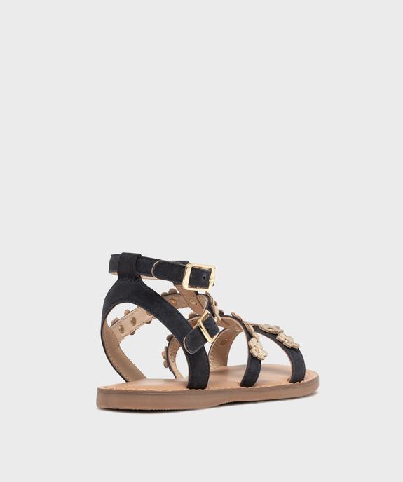 Sandales spartiates en cuir suédé et fleurs dorées fille - Lovely Wings vue4 - LOVELY WINGS GEMO FOR GOOD - GEMO