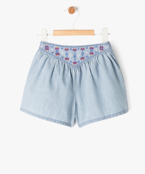 Short ample en toile avec ceinture brodee bebe fille