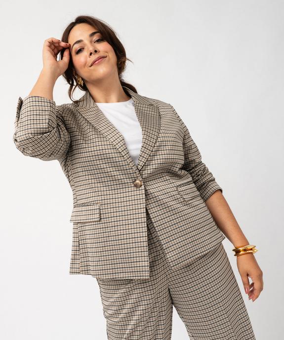 Veste blazer à motif pied-de-poule femme grande taille  - GEMO (G TAILLE) Veste blazer à motif pied-de-poule femme grande taille  vue2 - GEMO (G TAILLE) - GEMO