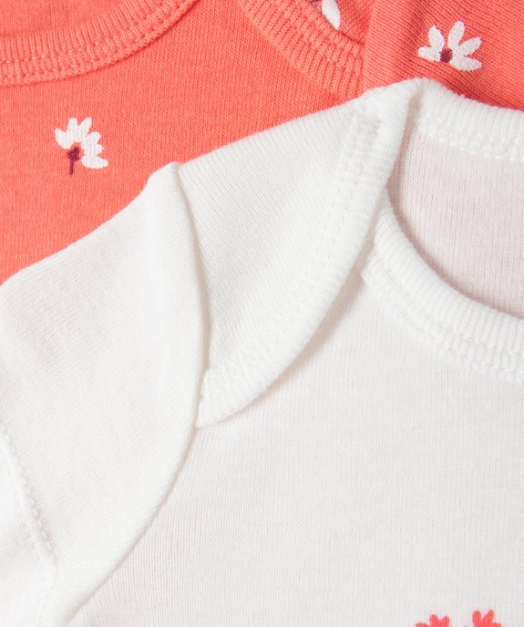 Bodies bébé fille à manches courtes à motifs fleuris (lot de 3) vue2 - GEMO 4G BEBE - GEMO