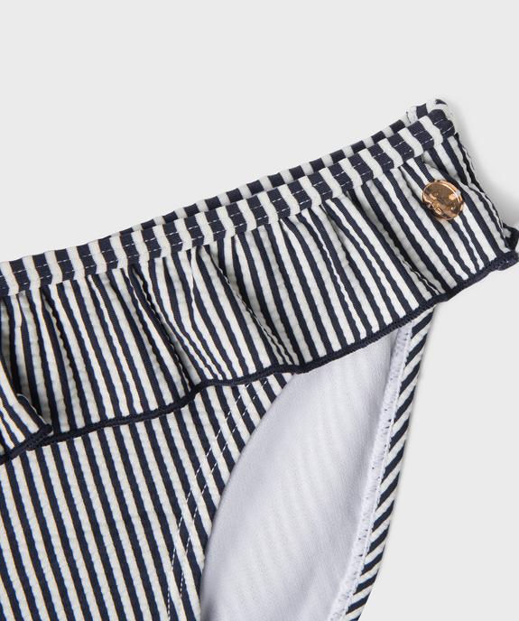 Maillot de bain 2 pièces à rayures et volants fille - LuluCastagnette vue3 - LULUCASTAGNETTE - GEMO