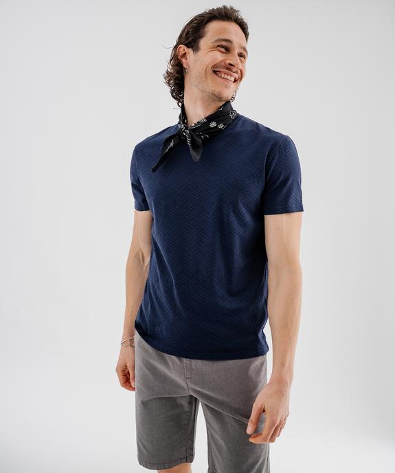 Tee-shirt manches courtes en maille fantaisie homme vue1 - GEMO 4G HOMME - GEMO