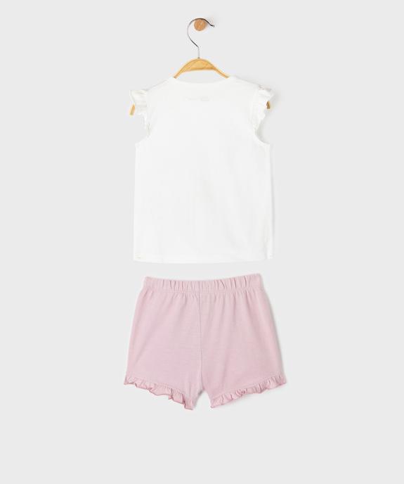 Pyjashort en jersey de coton imprimé et pailleté bébé fille vue4 - GEMO 4G BEBE - GEMO
