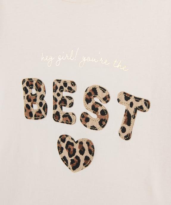 Tee-shirt manches courtes coupe oversize avec broderies fille vue3 - GEMO (ENFANT) - GEMO