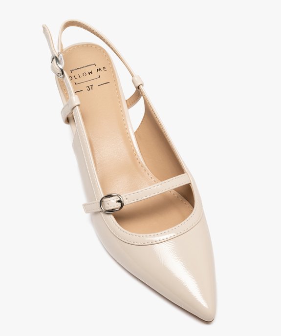Escarpins sling-back vernis à bout pointu et petit talon femme vue6 - FOLLOW ME - GEMO