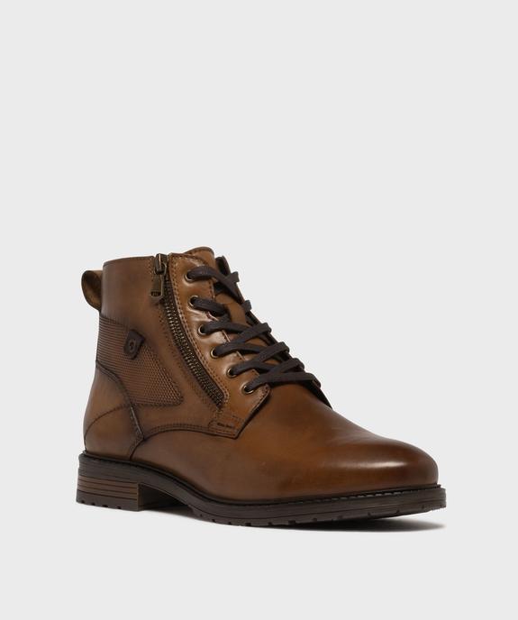 Boots en cuir à lacets et zip homme  -Tanéo vue2 - TANEO - GEMO