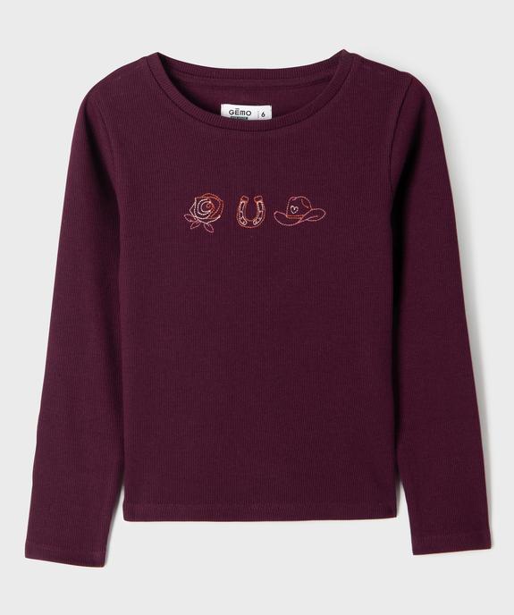 Tee-shirt manches longues en maille côtelée fille vue1 - GEMO 4G FILLE - GEMO