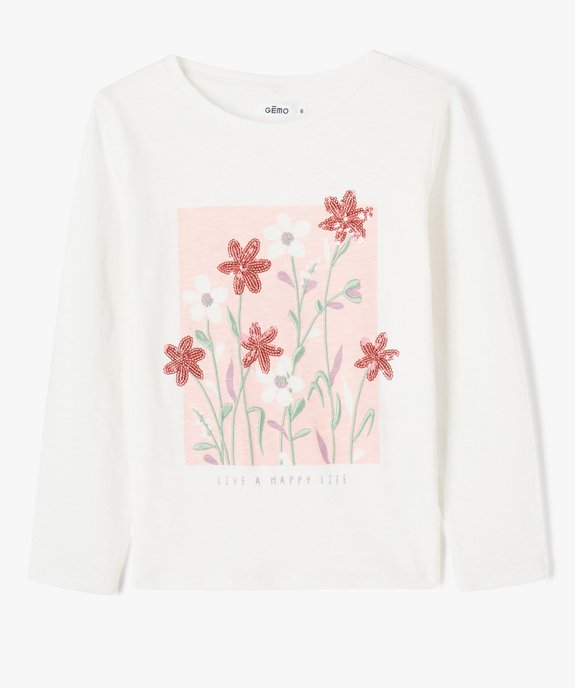 Tee-shirt à manches longues avec motif brodé fille vue2 - GEMO (ENFANT) - GEMO