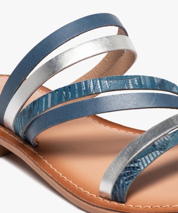 Mules femme à fines brides fantaisie en cuir vue6 - GEMO (CASUAL) - GEMO