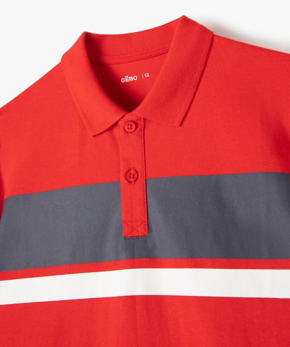 Polo garçon à manches courtes avec rayures sur le buste vue2 - GEMO (JUNIOR) - GEMO