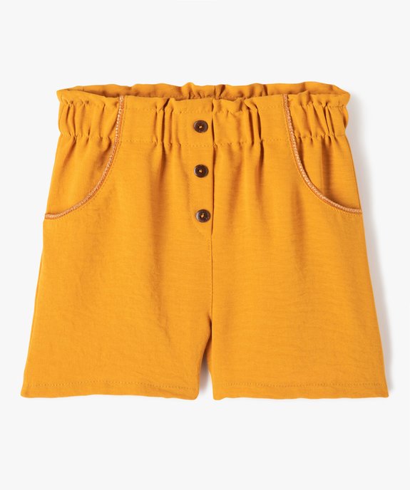 Short ample avec ceinture froncée et détails pailletés fille vue1 - GEMO (ENFANT) - GEMO
