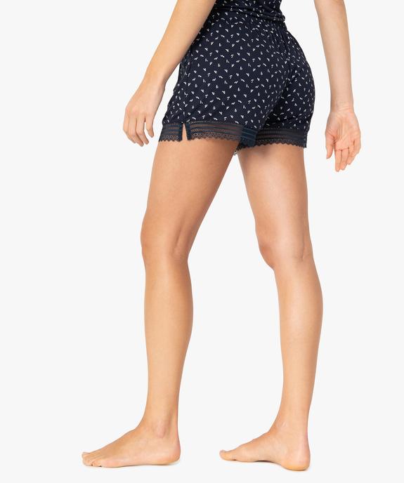 Short de pyjama en maille fluide avec bas en dentelle femme vue3 - GEMO 4G FEMME - GEMO