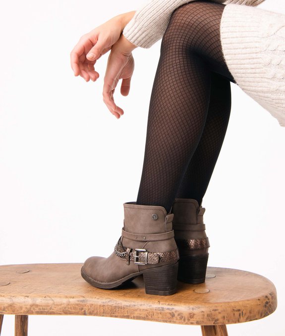 Boots femme à talon dessus mat et brides fantaisie vue1 - GEMO(URBAIN) - GEMO