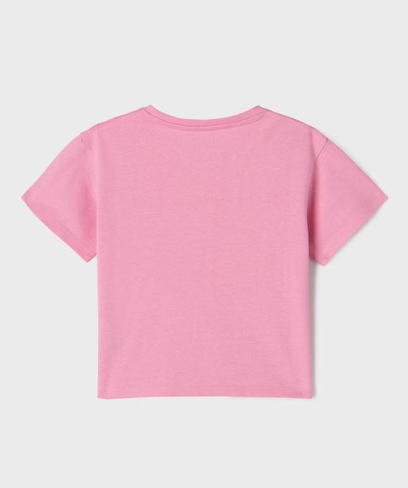 Tee-shirt manches courtes uni en coton épais fille vue3 - GEMO (ENFANT) - GEMO