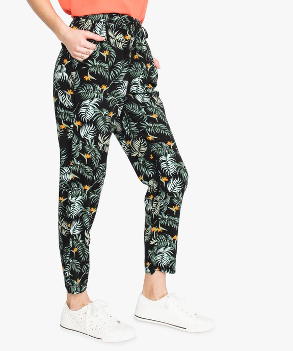 Pantalon femme imprimé avec taille élastiquée vue1 - GEMO(FEMME PAP) - GEMO