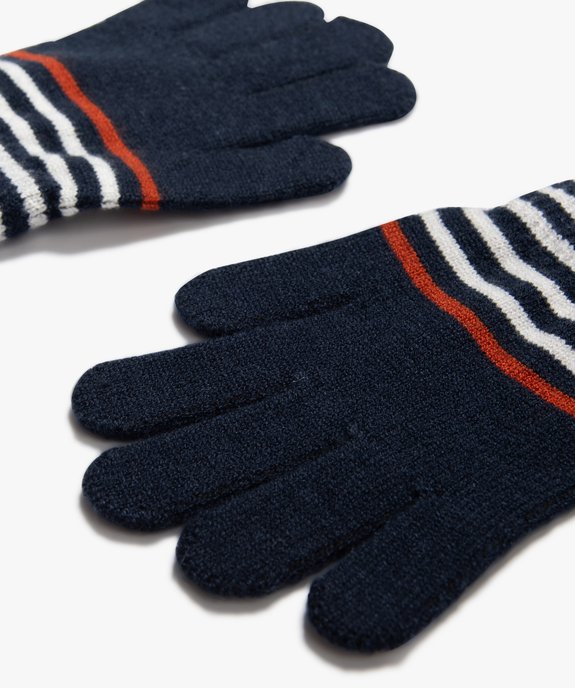 Gants à rayures en maille douce garçon - LuluCastagnette vue2 - LULUCASTAGNETTE - GEMO