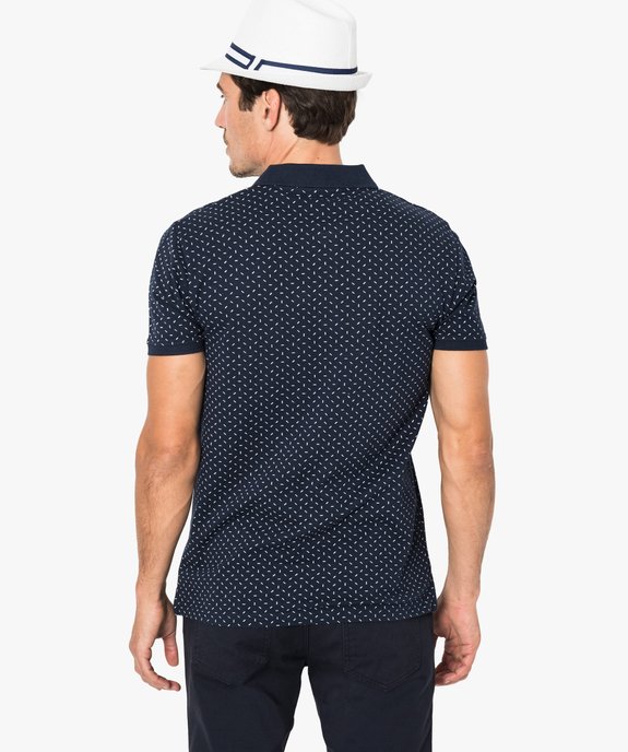 Polo homme à manches courtes avec petits motifs vue3 - GEMO (HOMME) - GEMO