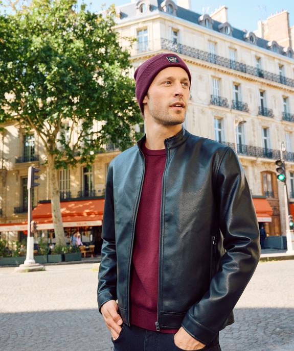 Blouson en cuir imitation fermeture zippée homme vue1 - GEMO (HOMME) - GEMO