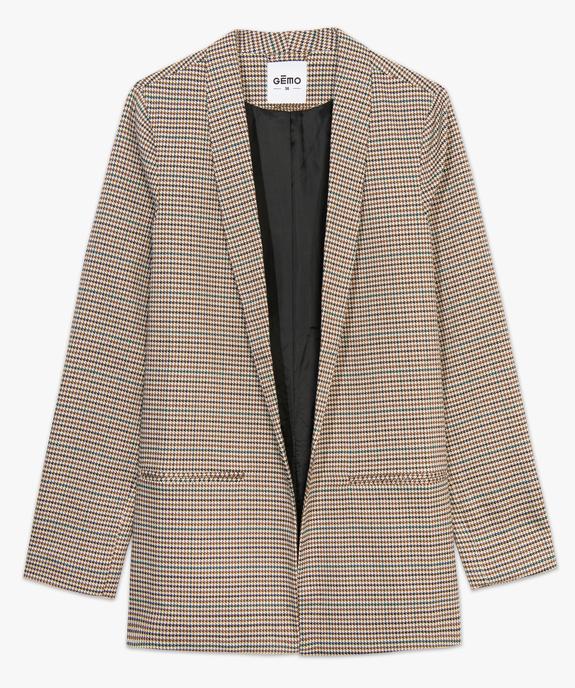 Veste femme droite porté ouvert motif pied-de-poule vue4 - GEMO(FEMME PAP) - GEMO