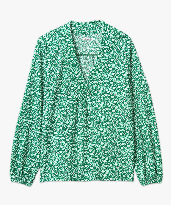 Tee-shirt à manches longues et col V à motifs fleuris femme vue4 - GEMO 4G FEMME - GEMO